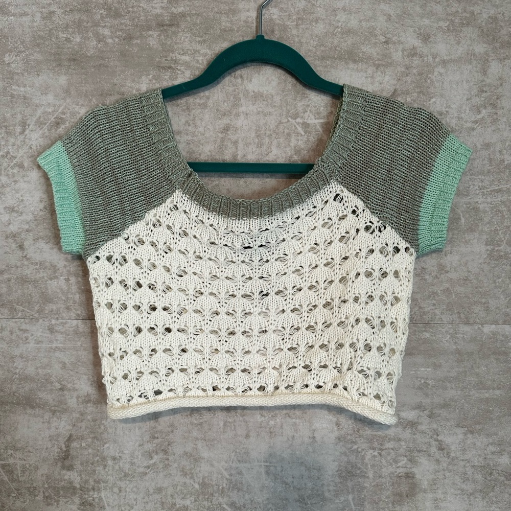 New Woven Crochet Crop Top